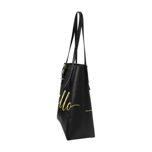 Hello Beautiful Gold Typography Calligraphy Euramerican Tote Bag/Small (Model 1655)