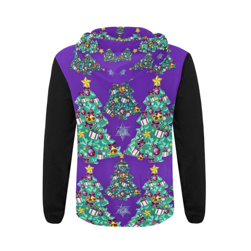 A purple kind of Christmas men's hoodies All Over Print Full Zip Hoodie for Men (Model H14)
