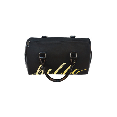 Hello Beautiful Gold Typography Calligraphy Boston Handbag (Model 1621)