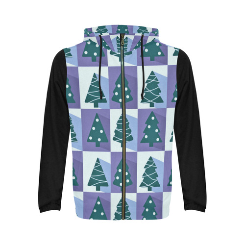 A Blue Christmas men's hoodies All Over Print Full Zip Hoodie for Men (Model H14)