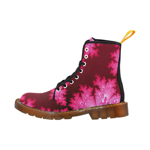 Deep Pink Frost Fractal Abstract Martin Boots For Men Model 1203H