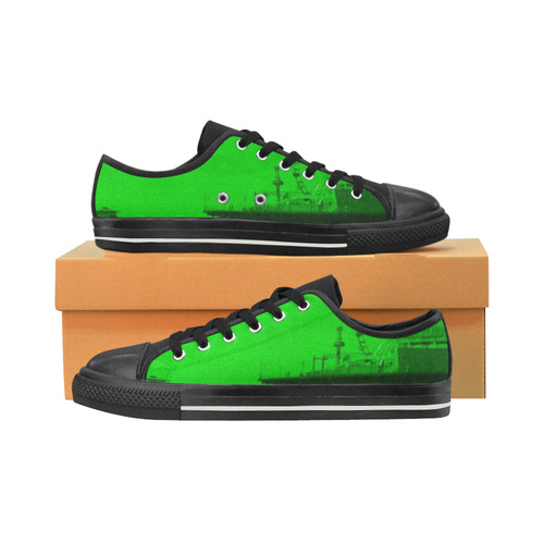 Ghostly Green Santa Monica Pier Canvas Women's Shoes/Large Size (Model 018)