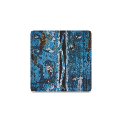 Blue painted wood Square Coaster