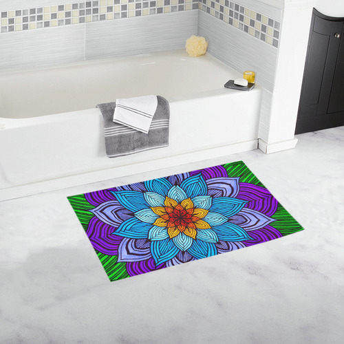 8flowerblack Bath Rug 16''x 28''