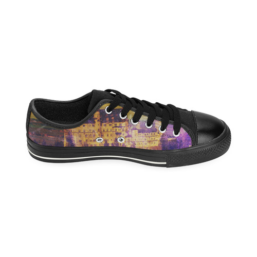 Yellow Purple Neuschwanstein Castle Canvas Women's Shoes/Large Size (Model 018)