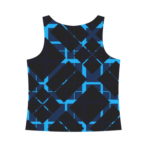 Diagonal Blue & Black Plaid Modern Style All Over Print Tank Top for Women (Model T43)