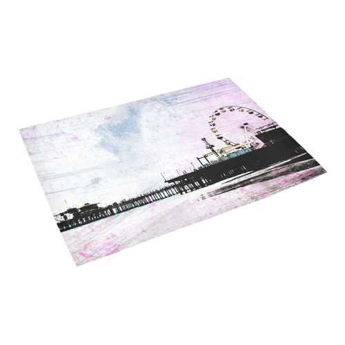 Pink Grunge Santa Monica Pier Azalea Doormat 24" x 16" (Sponge Material)