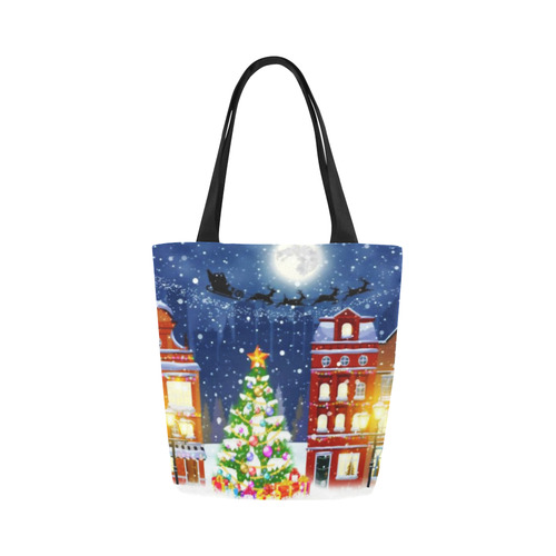 Merry Christmas Happy New Year Full Moon Canvas Tote Bag (Model 1657)