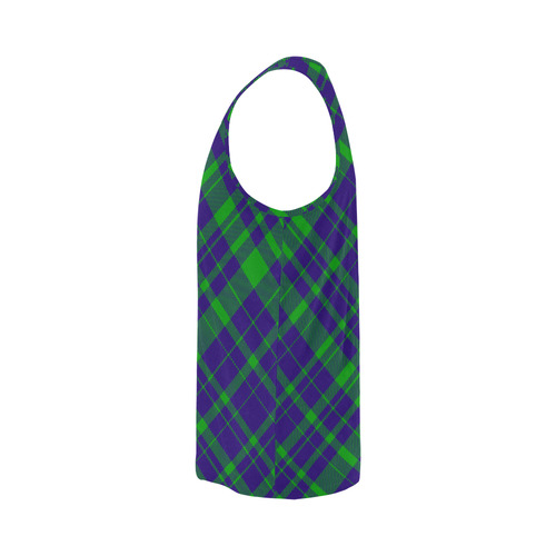 Diagonal Green & Purple Plaid Modern Style All Over Print Tank Top for Men (Model T43)