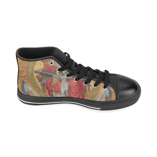 Vintage Jesus on Cross Oil Painting High Top Canvas Shoes for Kid (Model 017)