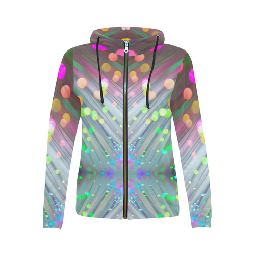 bubble rain mirror 1 All Over Print Full Zip Hoodie for Women (Model H14)