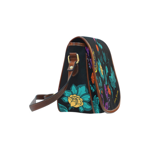 Flowers and butterflies Saddle Bag/Small (Model 1649) Full Customization