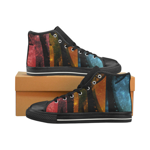 Seattle Space Needle Three Stripes High Top Canvas Shoes for Kid (Model 017)