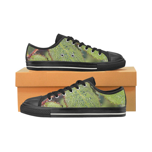 Dewy Green Leaves Canvas Women's Shoes/Large Size (Model 018)