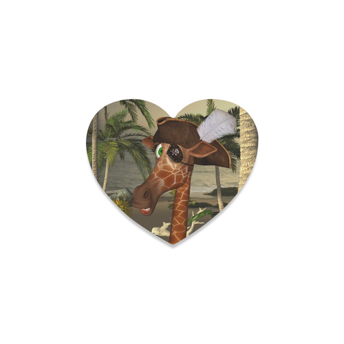 Funny giraffe as a pirate Heart Coaster