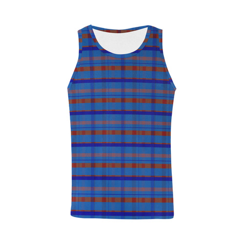 Royal Blue Plaid Hipster Style All Over Print Tank Top for Men (Model T43)