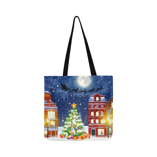 Merry Christmas Happy New Year Full Moon Reusable Shopping Bag Model 1660 (Two sides)