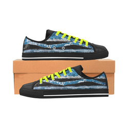 Blue painted wood Aquila Microfiber Leather Women's Shoes (Model 028)