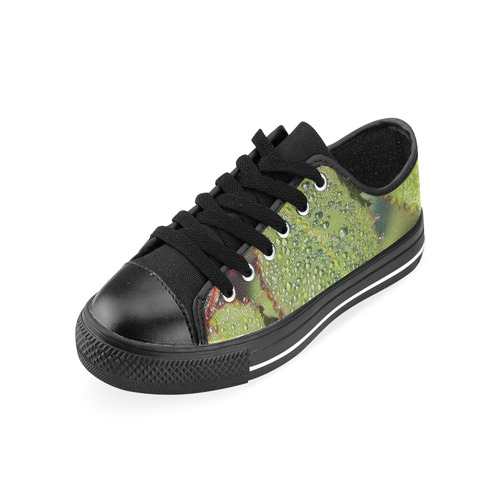 Dewy Green Leaves Canvas Women's Shoes/Large Size (Model 018)