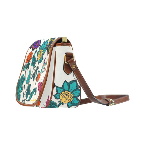 Flowers and Butterflies Saddle Bag/Small (Model 1649) Full Customization