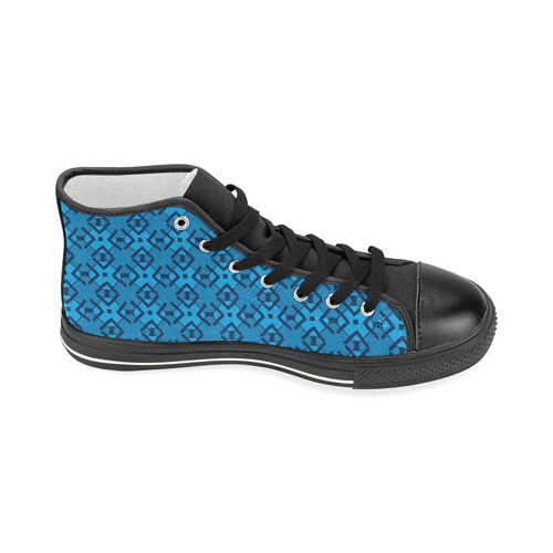 Blue Tribal Argyle Women's Classic High Top Canvas Shoes (Model 017)