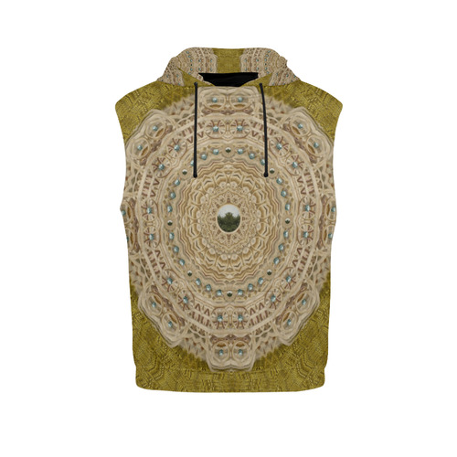 golden forest silver tree in wood mandala All Over Print Sleeveless Hoodie for Women (Model H15)