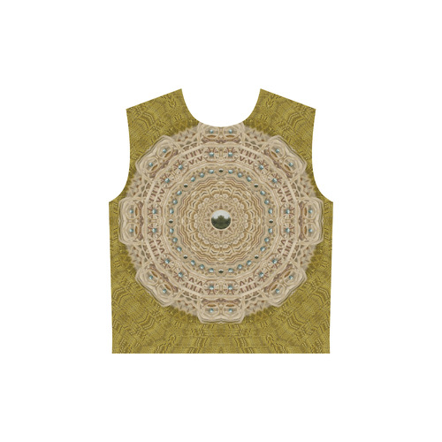 golden forest silver tree in wood mandala All Over Print Sleeveless Hoodie for Women (Model H15)