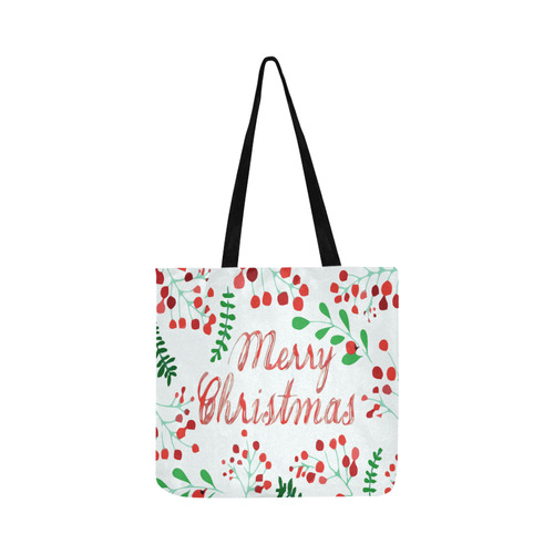 Merry Christmas Holiday Holly Floral Watercolor Reusable Shopping Bag Model 1660 (Two sides)