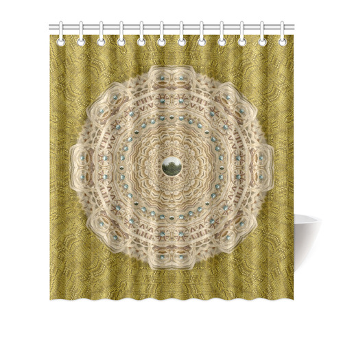 golden forest silver tree in wood mandala Shower Curtain 66"x72"