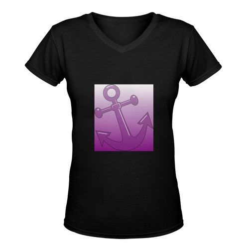 Purple Anchor Women's Deep V-neck T-shirt (Model T19)