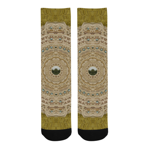 golden forest silver tree in wood mandala Trouser Socks