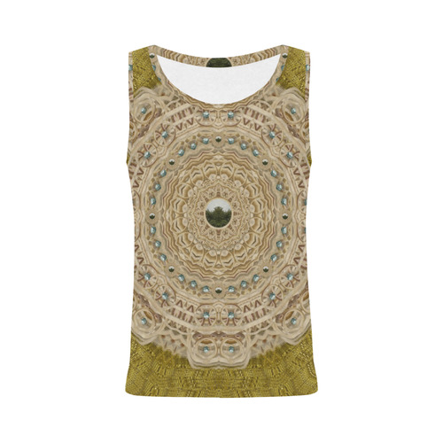 golden forest silver tree in wood mandala All Over Print Tank Top for Women (Model T43)