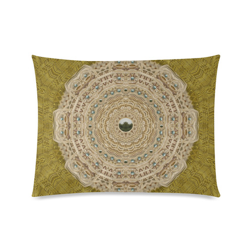 golden forest silver tree in wood mandala Custom Zippered Pillow Case 20"x26"(Twin Sides)
