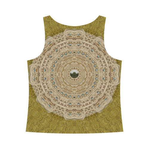 golden forest silver tree in wood mandala All Over Print Tank Top for Women (Model T43)