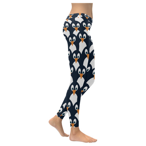 Penguin Pattern Women's Low Rise Leggings (Invisible Stitch) (Model L05)