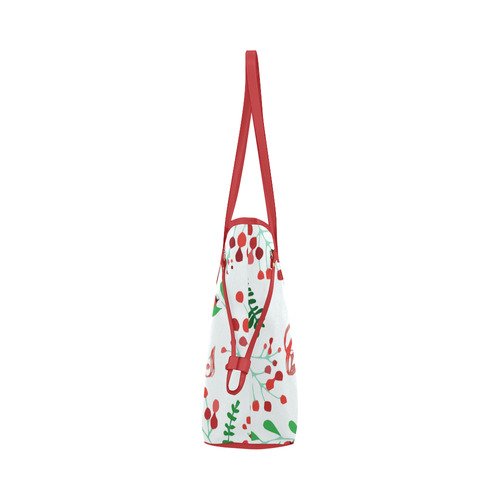 Merry Christmas Holiday Holly Floral Watercolor Clover Canvas Tote Bag (Model 1661)