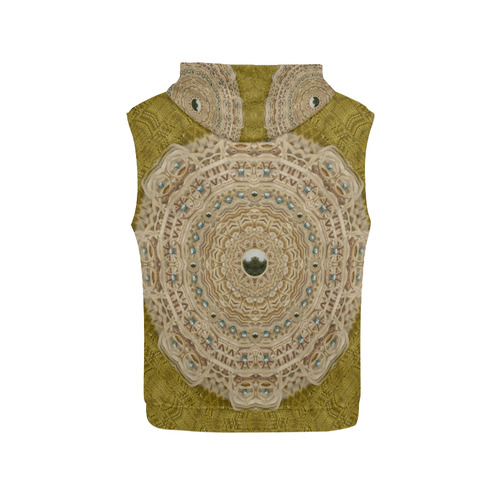 golden forest silver tree in wood mandala All Over Print Sleeveless Hoodie for Women (Model H15)