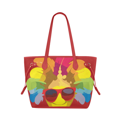 Cool Smiley With Sunglasses & Feathers Clover Canvas Tote Bag (Model 1661)