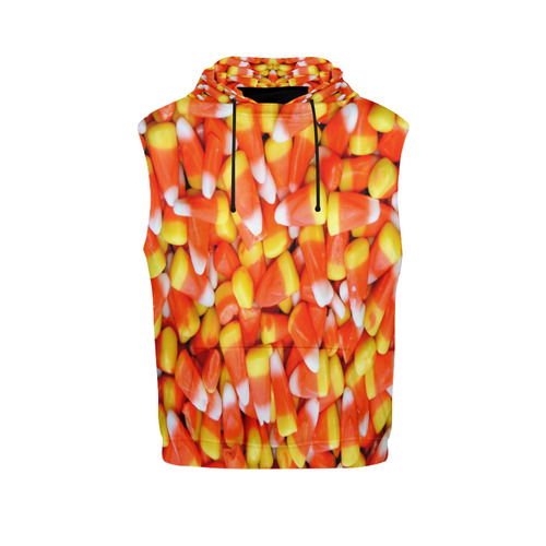 Halloween Candy Corn All Over Print Sleeveless Hoodie for Women (Model H15)