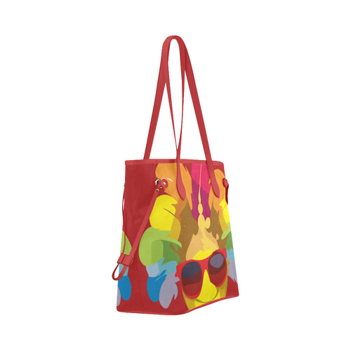 Cool Smiley With Sunglasses & Feathers Clover Canvas Tote Bag (Model 1661)