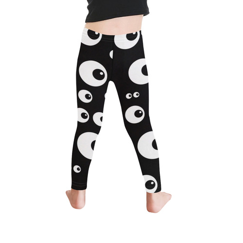 Black And White Eyes Kid's Ankle Length Leggings (Model L06)