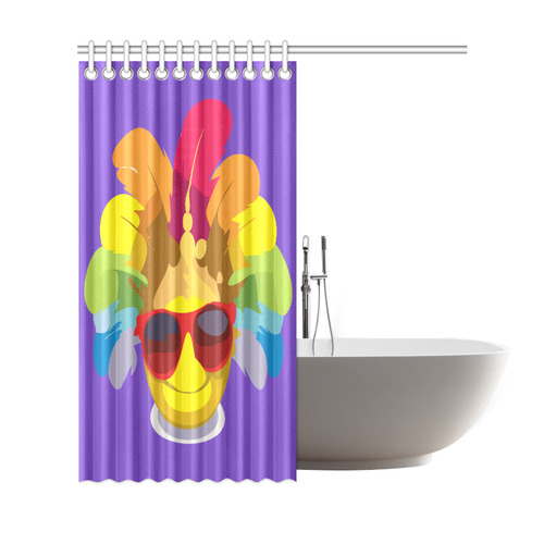 Cool Smiley With Sunglasses & Feathers Shower Curtain 69"x72"