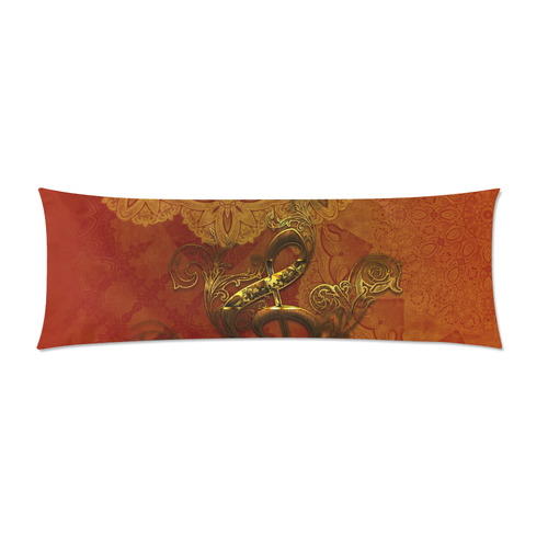 Music, clef in golden metal Custom Zippered Pillow Case 21"x60"(Two Sides)
