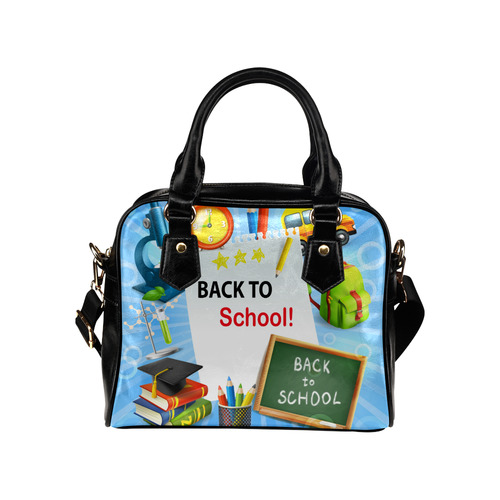 Back To School Microscope School Bus Shoulder Handbag (Model 1634)