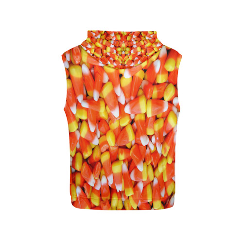 Halloween Candy Corn All Over Print Sleeveless Hoodie for Women (Model H15)