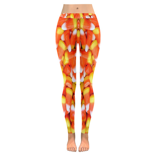 Halloween Candy Corn Women's Low Rise Leggings (Invisible Stitch) (Model L05)