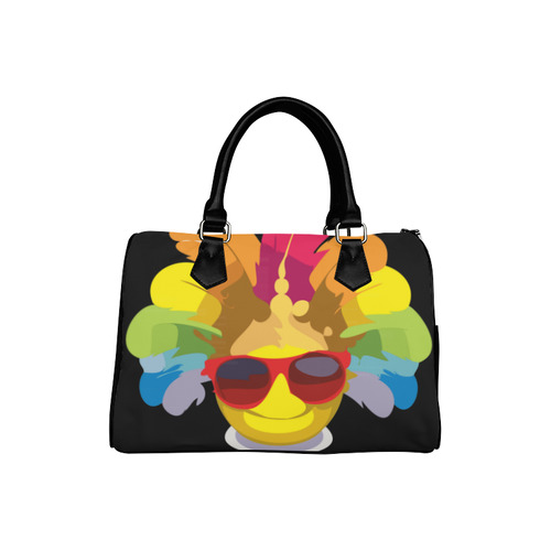 Cool Smiley With Sunglasses & Feathers Boston Handbag (Model 1621)