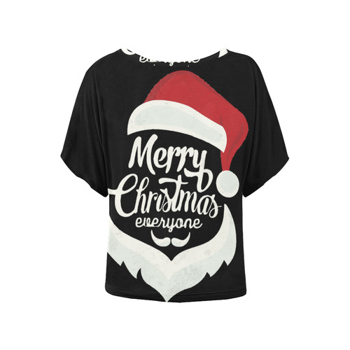 Merry Christmas Everyone Santa Claus Typography Women's Batwing-Sleeved Blouse T shirt (Model T44)