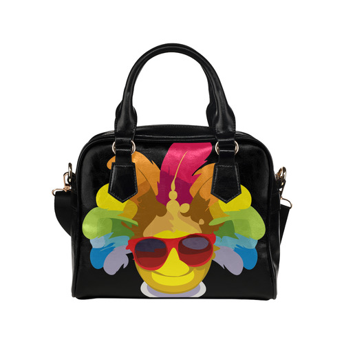 Cool Smiley With Sunglasses & Feathers Shoulder Handbag (Model 1634)