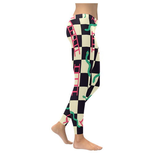 Snakes and Ladders Game Women's Low Rise Leggings (Invisible Stitch) (Model L05)